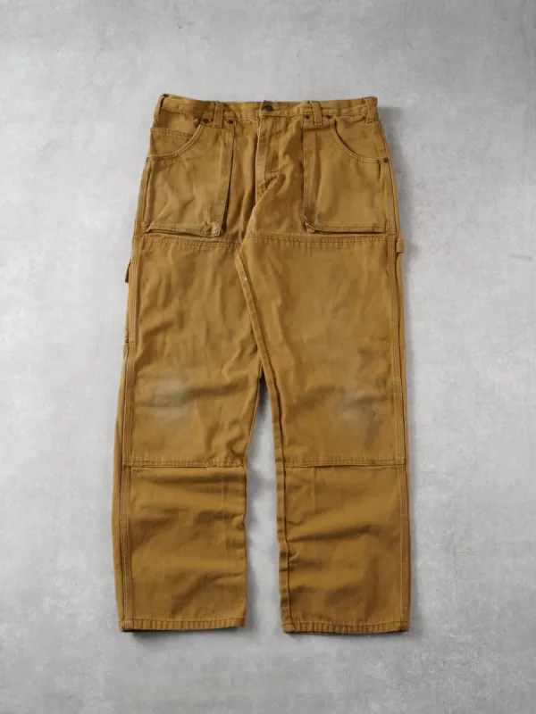 Vintage Khaki Dickies Double Knee Carpenter Pants (32x32) sold by Rebalance Vintage