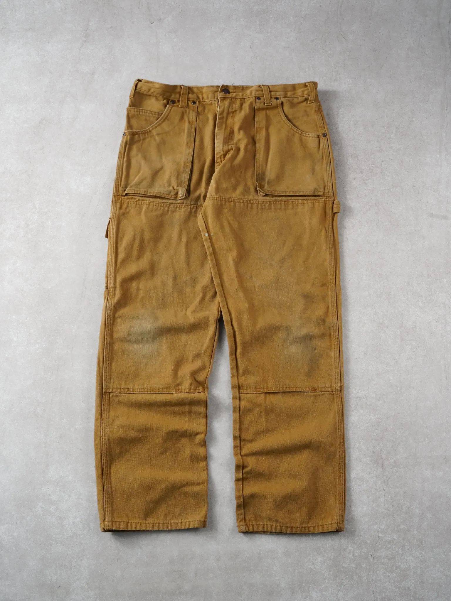 Vintage Khaki Dickies Double Knee Carpenter Pants (32x32) sold by Rebalance Vintage
