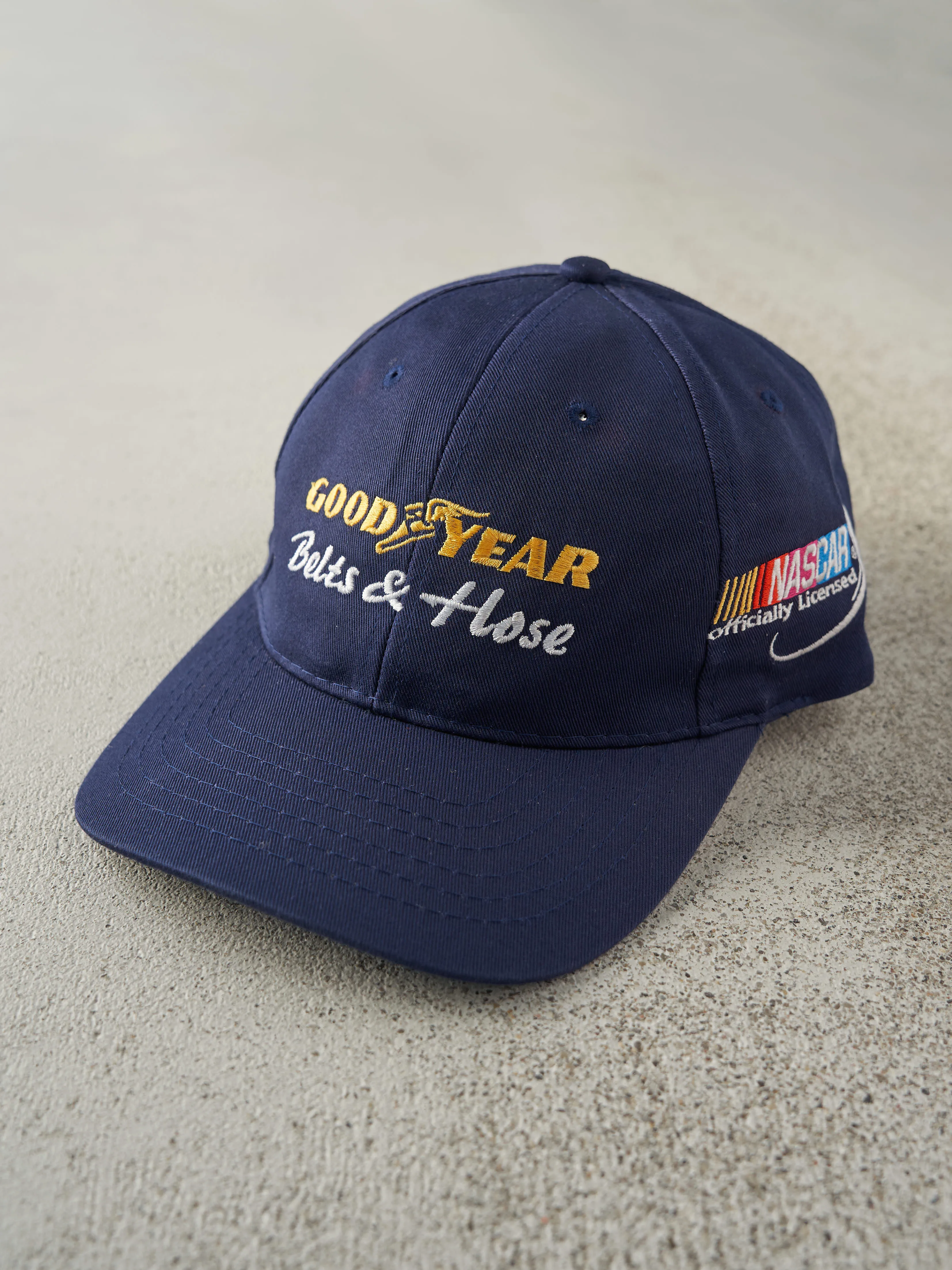 Vintage Y2K Navy Blue Embroidered Goodyear Nascar Racing Velcro Back Hat sold by Rebalance Vintage product image thumbnail 2