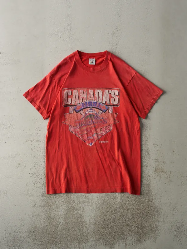 Vintage 92' Red Toronto Blue Jays World Series Champions Single Stitch Tee (M/L) sold by Rebalance Vintage
