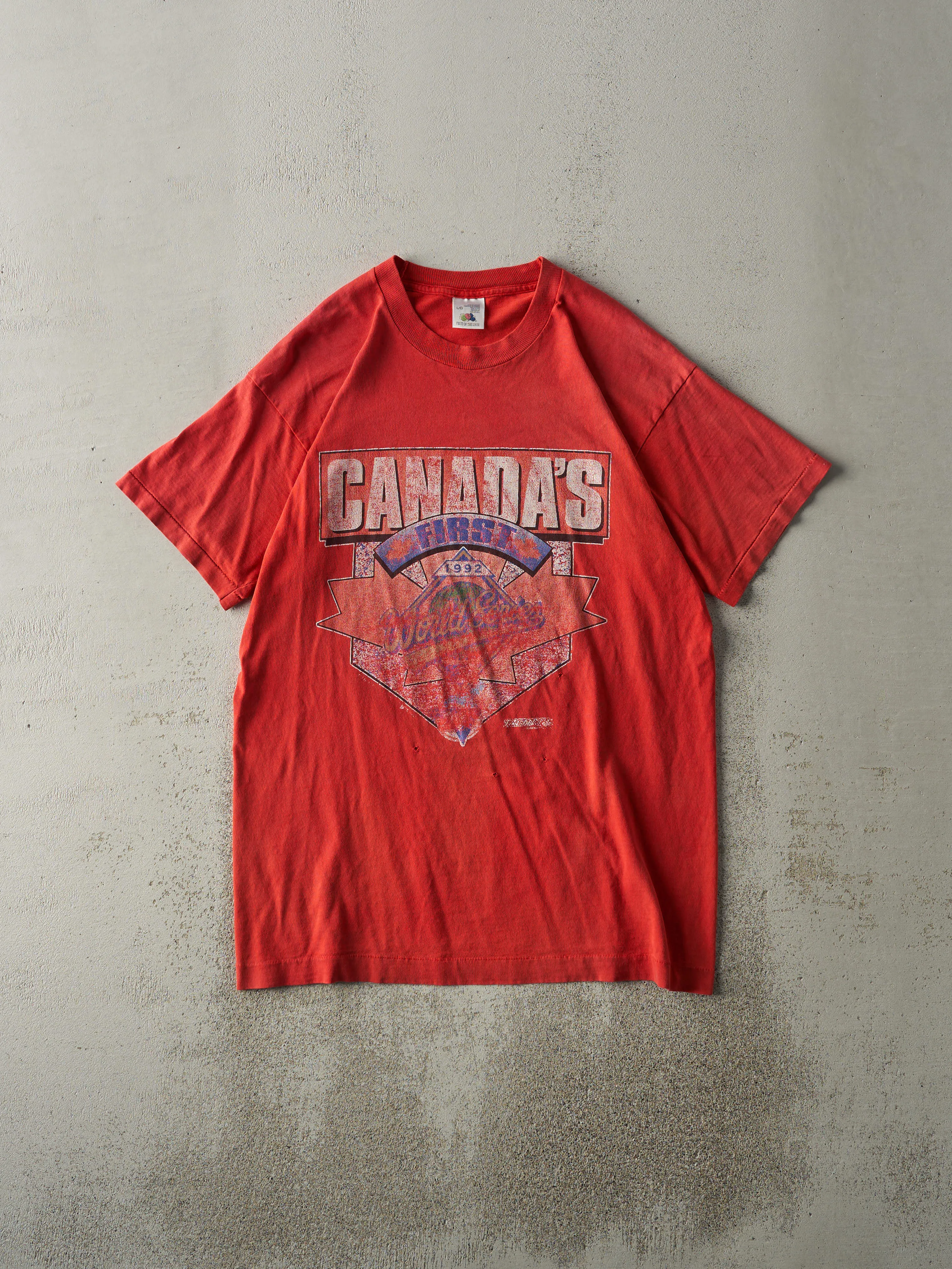 Vintage 92' Red Toronto Blue Jays World Series Champions Single Stitch Tee (M/L) sold by Rebalance Vintage