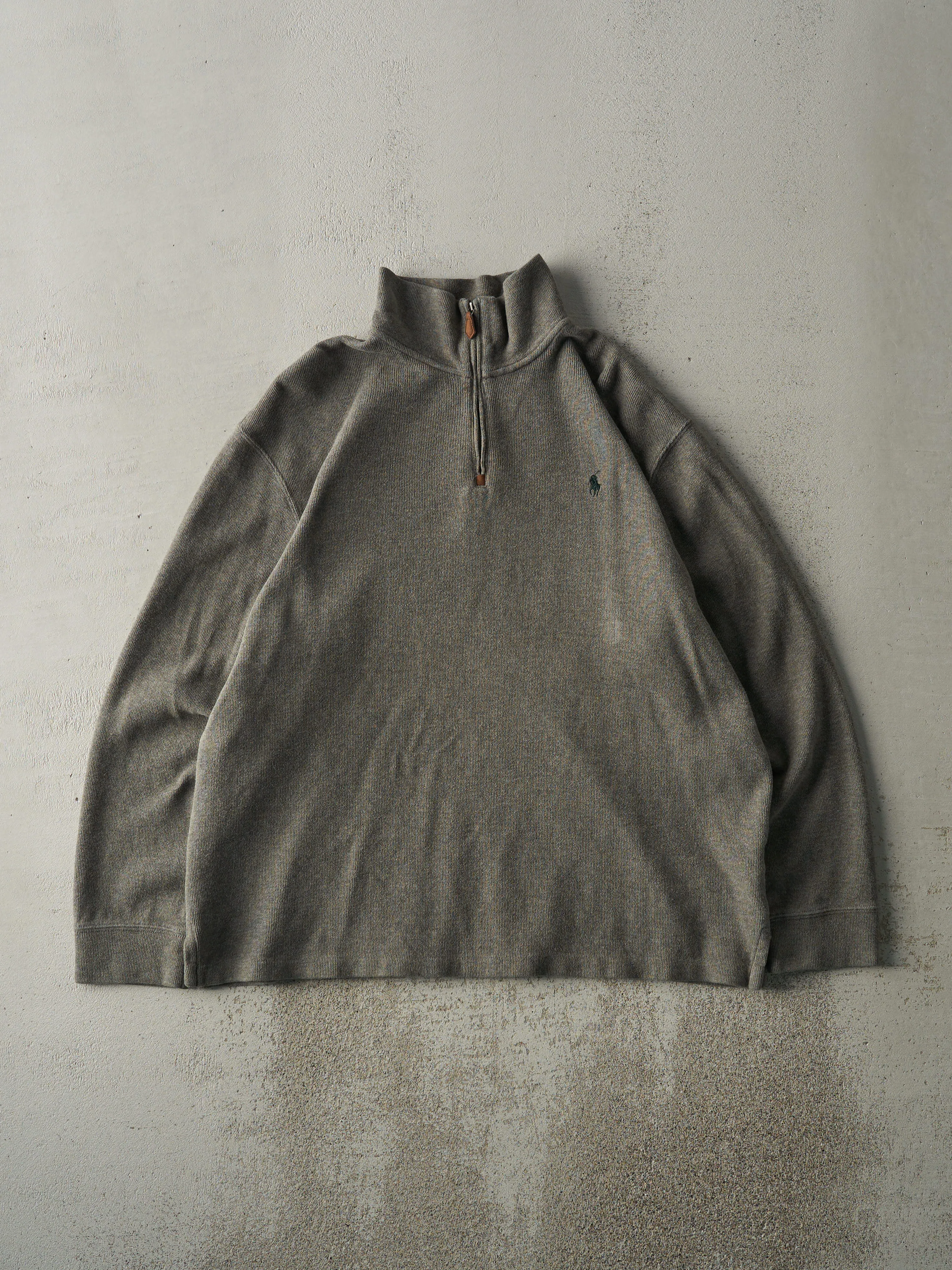 Vintage Y2K Green Polo Quarter Zip Sweatshirt (XL) sold by Rebalance Vintage