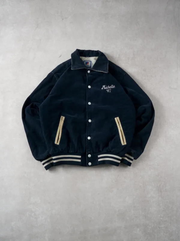 Vintage 90s Navy Blue Corduroy Council Rock "Michelle" Collared Bomber (M) sold by Rebalance Vintage