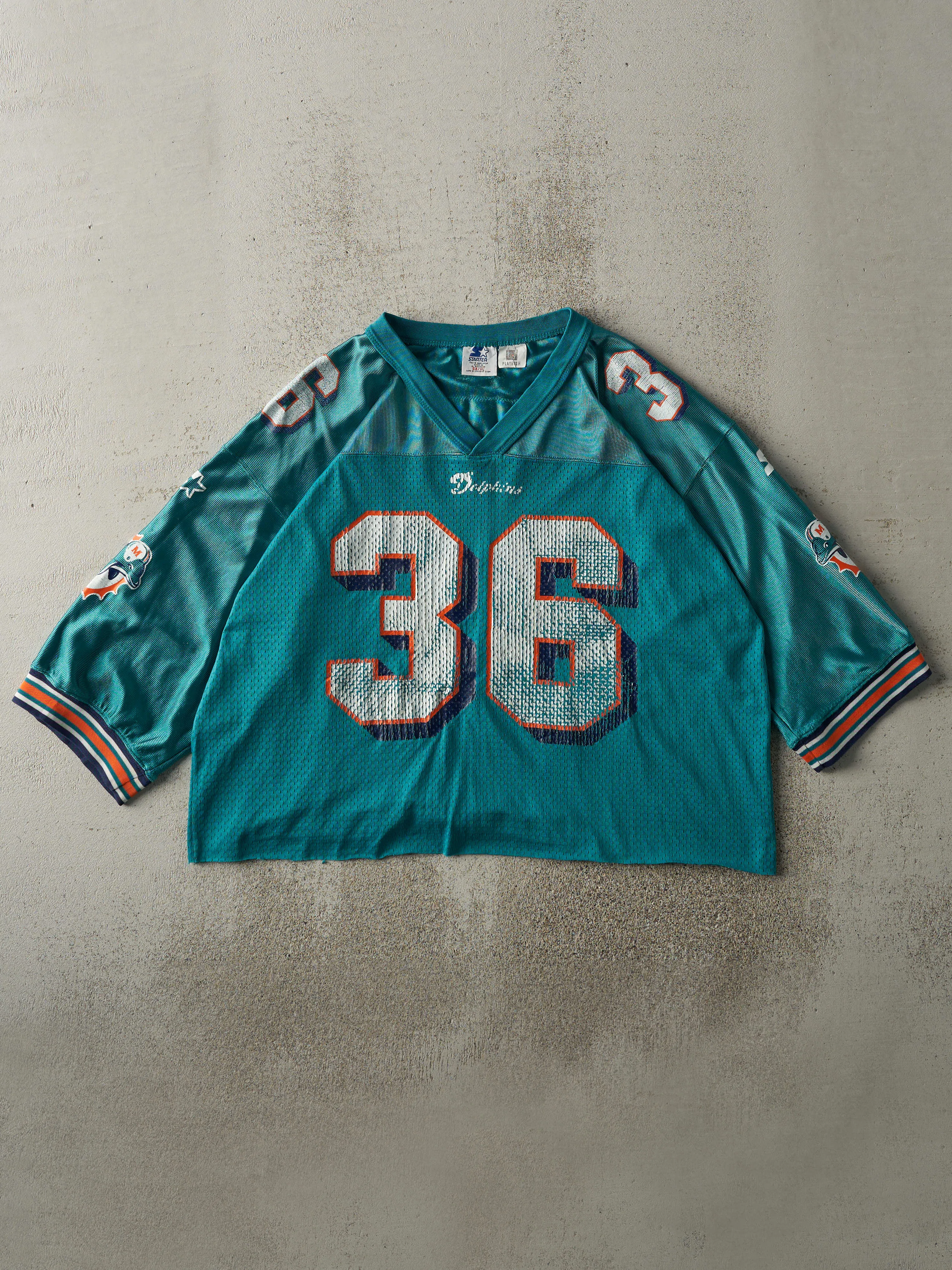Vintage 95' Teal Miami Dolphins #36 Stanley Pritchett Cropped Jersey (M/L) sold by Rebalance Vintage