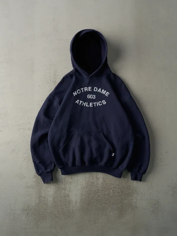 Vintage Y2K Navy Blue Notre Dame Russell Athletics Hoodie (L) sold by Rebalance Vintage