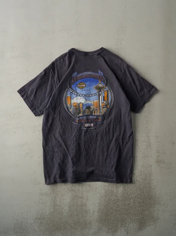 Vintage 99' Navy Blue Downtown Seattle Harley Davidson Tee (M/L) sold by Rebalance Vintage