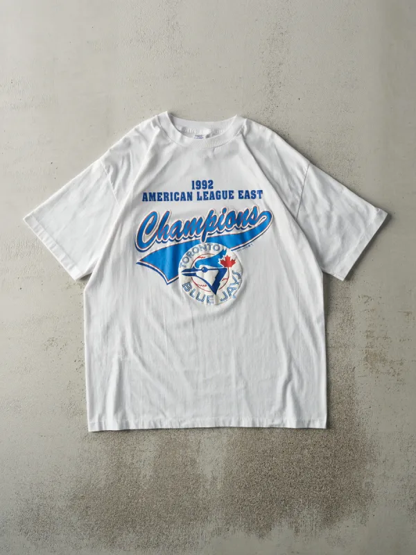 Vintage 92' White Toronto Blue Jays AL East Champions Single Stitch Tee (L) sold by Rebalance Vintage