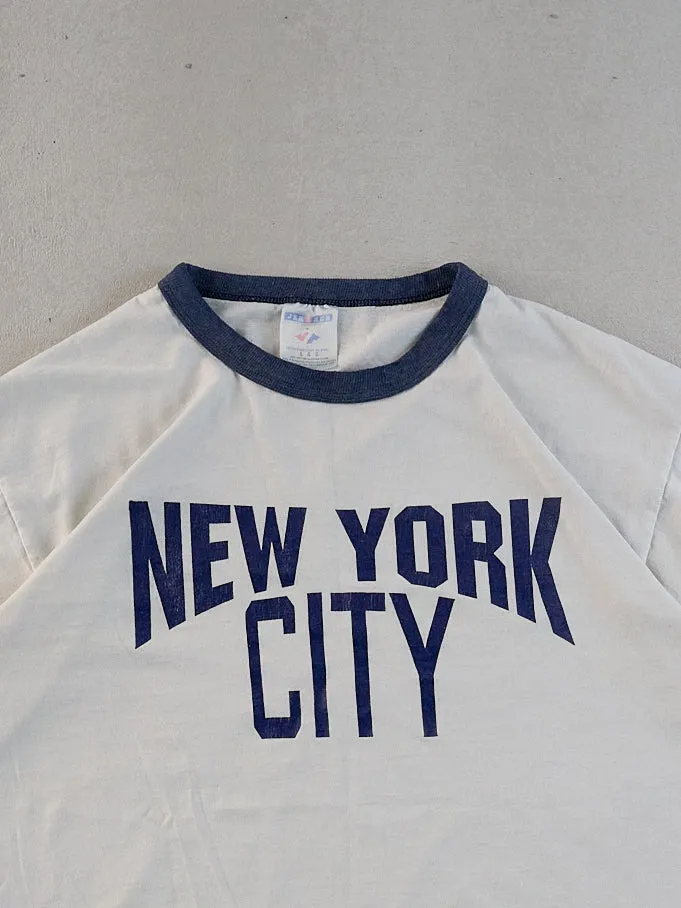 Vintage 90s White and Blue New York City John Lennon Tee (M) sold by Rebalance Vintage product image thumbnail 2