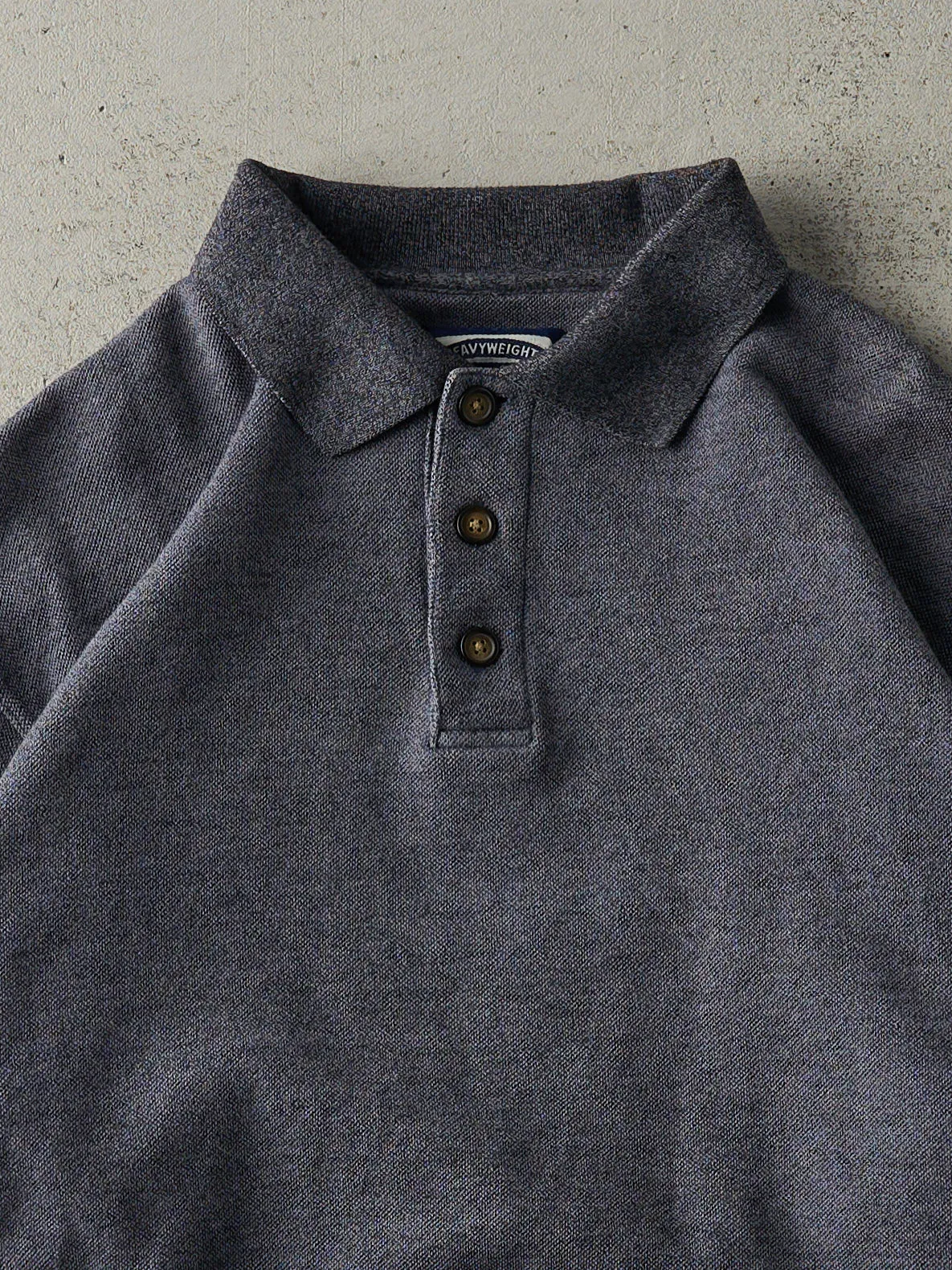 Vintage Y2K Washed Navy Blue Quarter Button Collared Sweater (M/L) sold by Rebalance Vintage product image thumbnail 2
