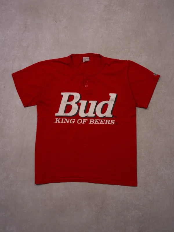 Vintage 90s Red Bud King Of Beers Collared Button Tee (M) sold by Rebalance Vintage