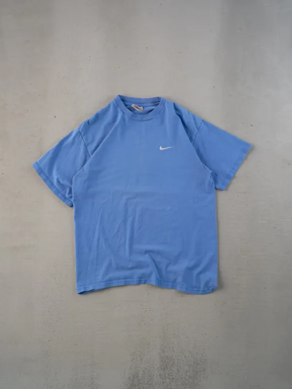 Vintage 90s Powder Blue Nike small Swosh Blank Tee (S) sold by Rebalance Vintage
