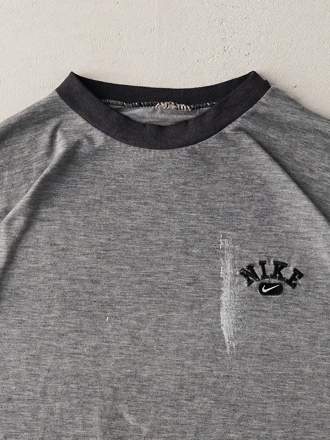 Vintage 90s Washed Grey Nike Ringer Tee (M) sold by Rebalance Vintage product image thumbnail 2