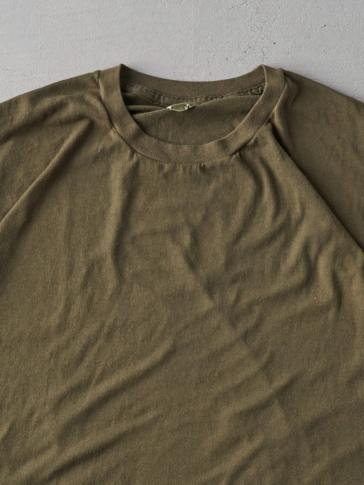 Vintage 80s Army Green Military Blank Single Stitch Tee (L) sold by Rebalance Vintage product image thumbnail 2