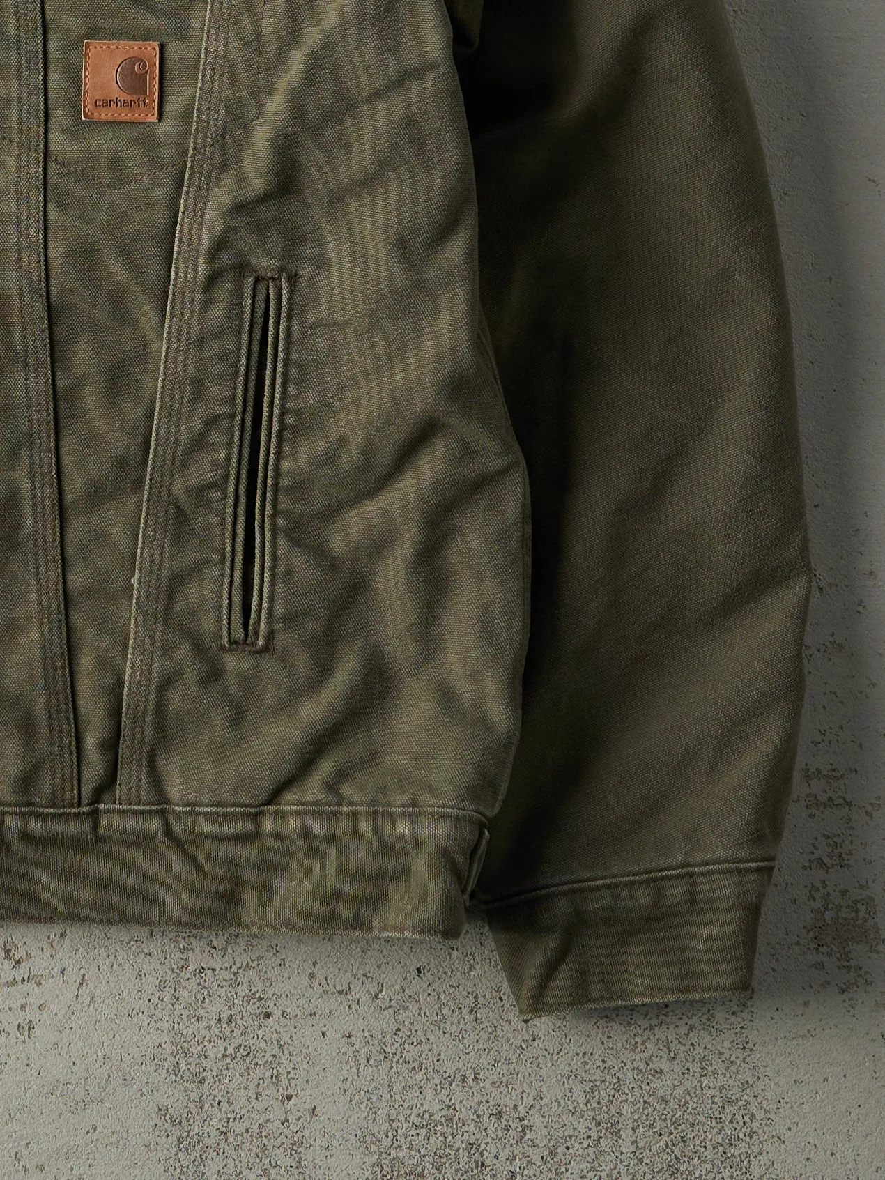 Vintage Y2K Olive Green Sherpa Lined Carhartt Trucker Jacket (M) sold by Rebalance Vintage product image thumbnail 4