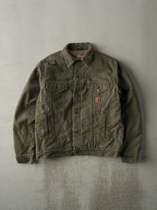 Vintage Y2K Olive Green Sherpa Lined Carhartt Trucker Jacket (M) sold by Rebalance Vintage