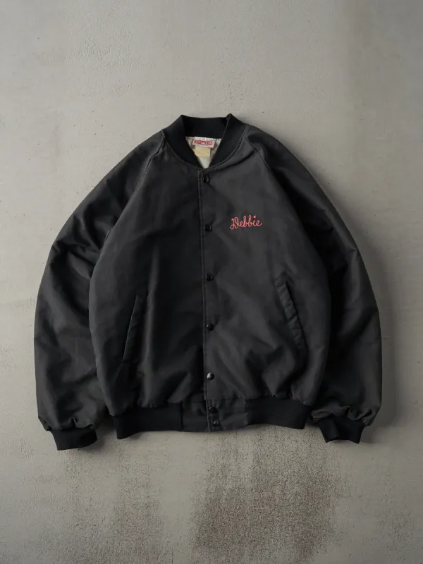 Vintage 80s Faded Black Chain Stitched Debbie Resort Bomber Jacket (M) sold by Rebalance Vintage
