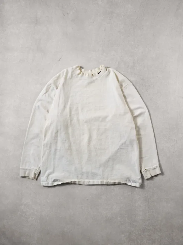 Vintage Y2k White Nike Blank Mockneck Longsleeve (M) sold by Rebalance Vintage