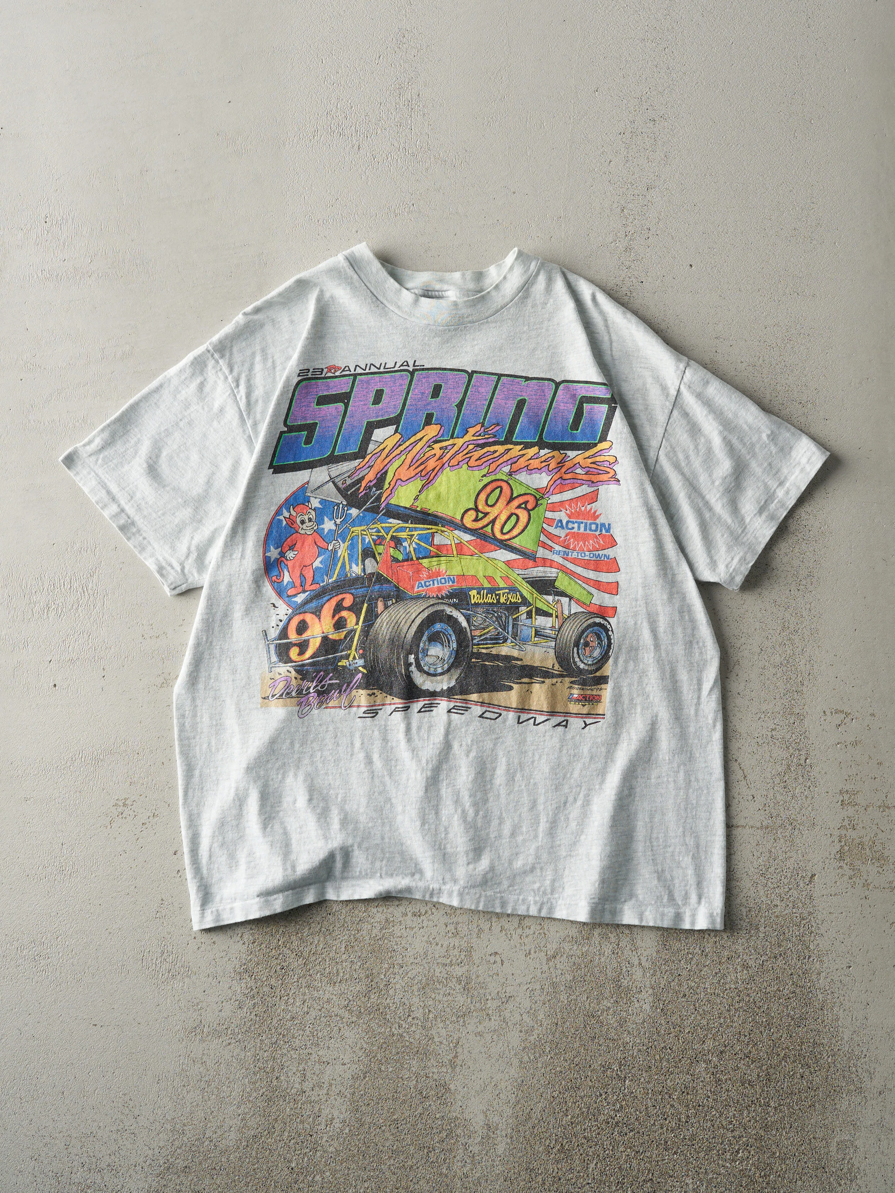 Vintage 96' Heather Grey Spring Nationals Racing Single Stitch Tee (M) sold by Rebalance Vintage