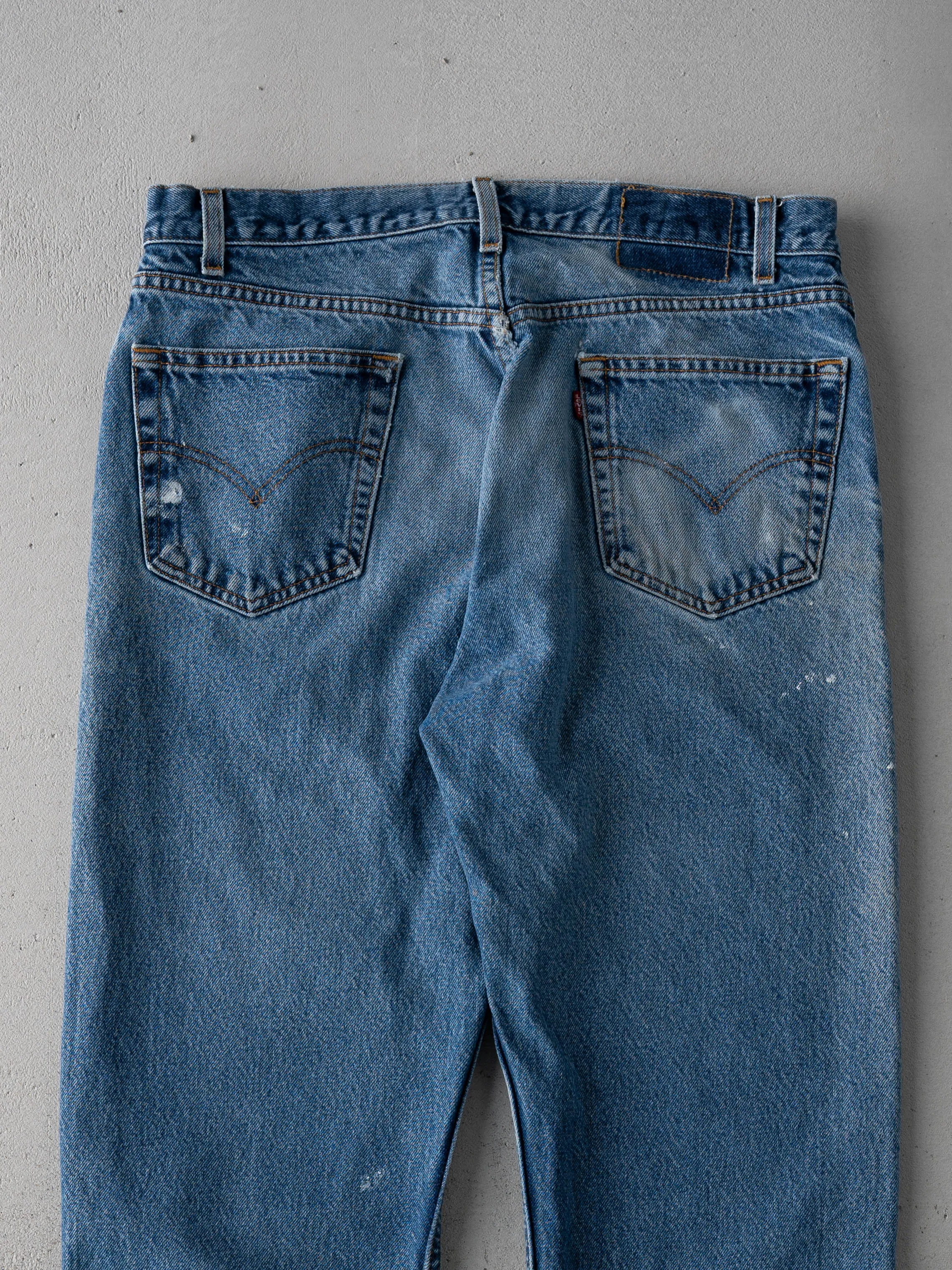 Vintage 90s Blue 505 Paint Splattered Denim Pants (34 x 28) sold by Rebalance Vintage product image thumbnail 4