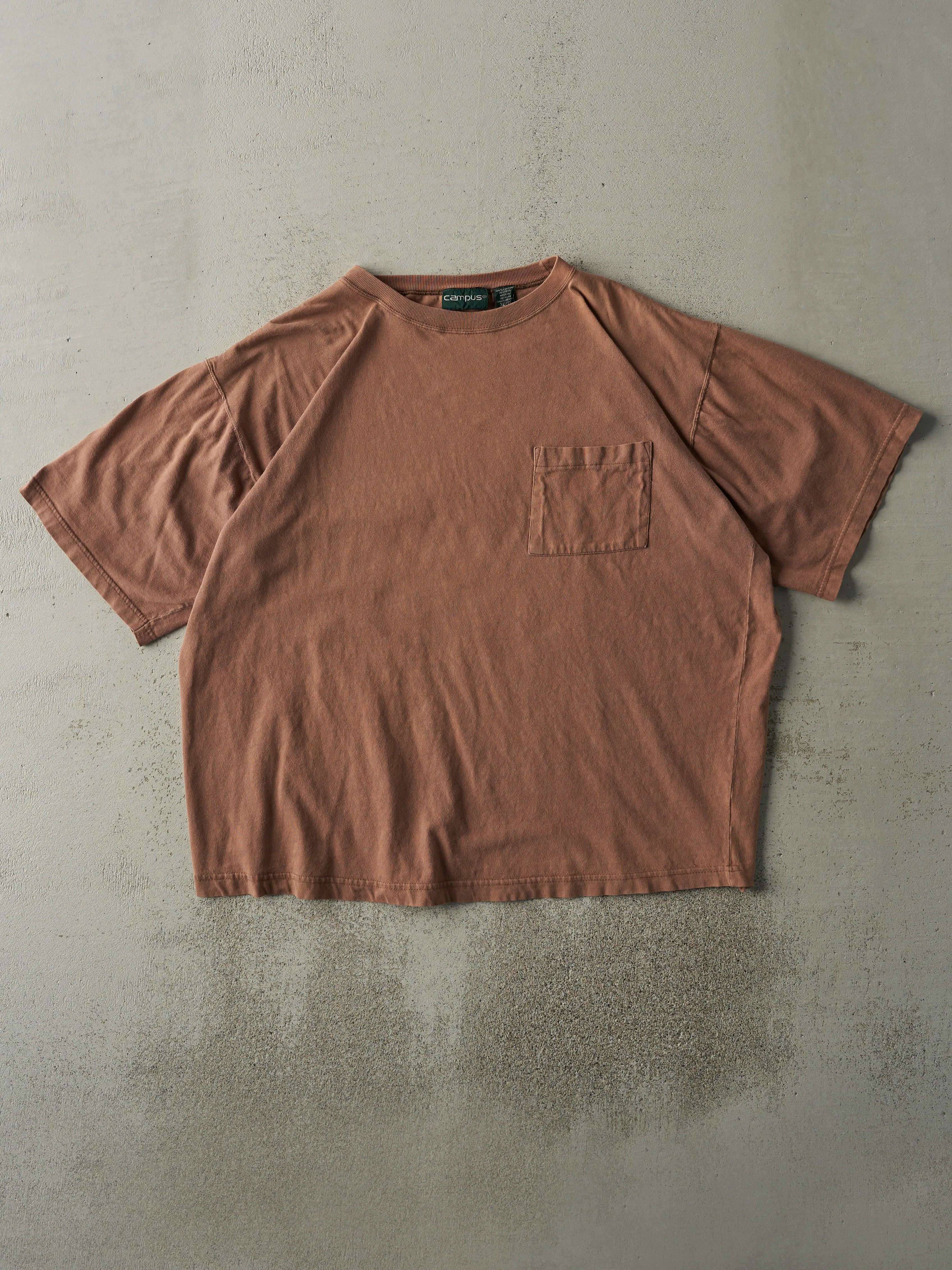 Vintage 90s Brown Blank Boxy Pocket Tee (XL) sold by Rebalance Vintage