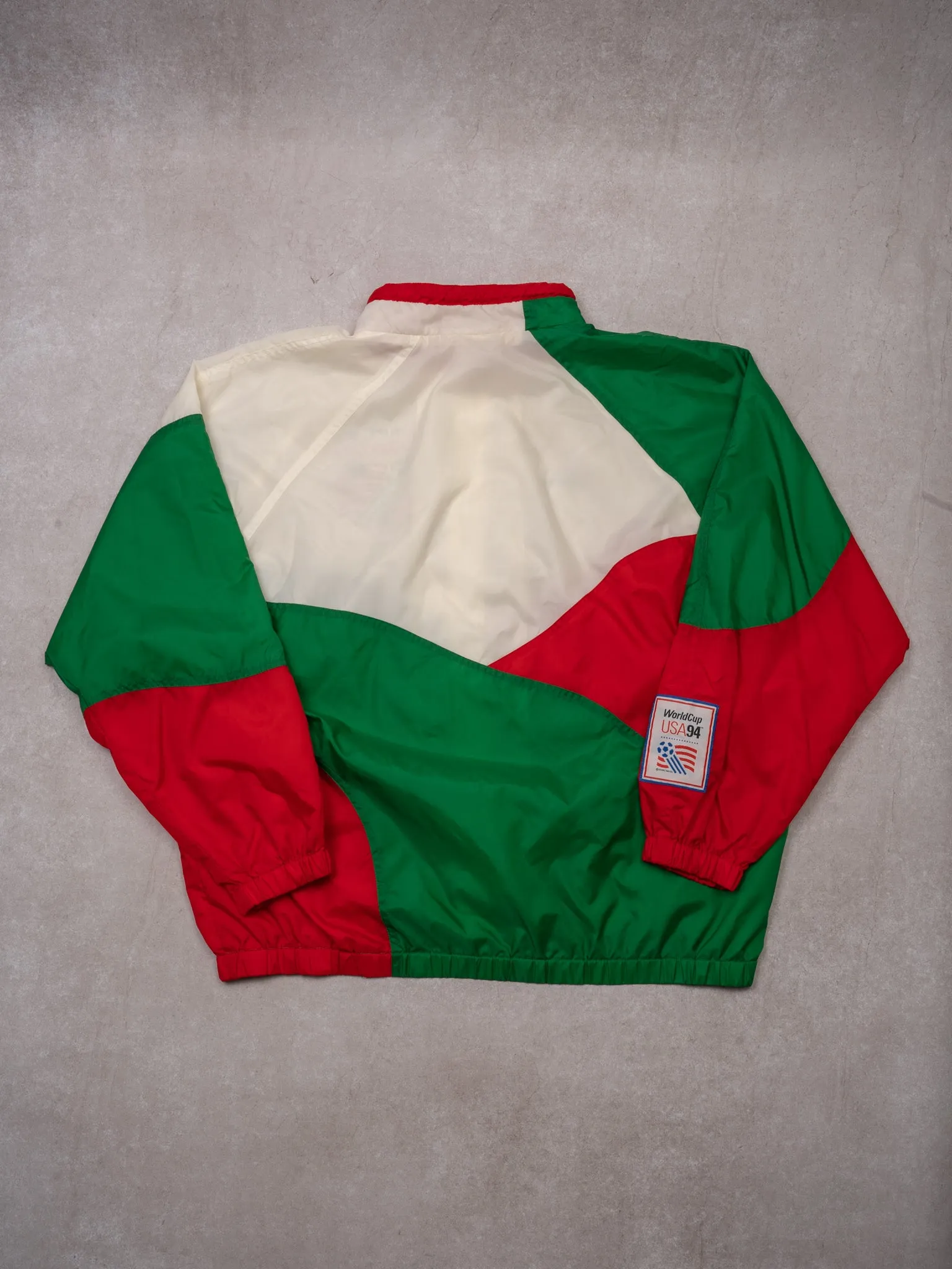 Vintage '94 White + Green + Red World Cup Italy Windbreaker (XL/XXL) sold by Rebalance Vintage product image thumbnail 4