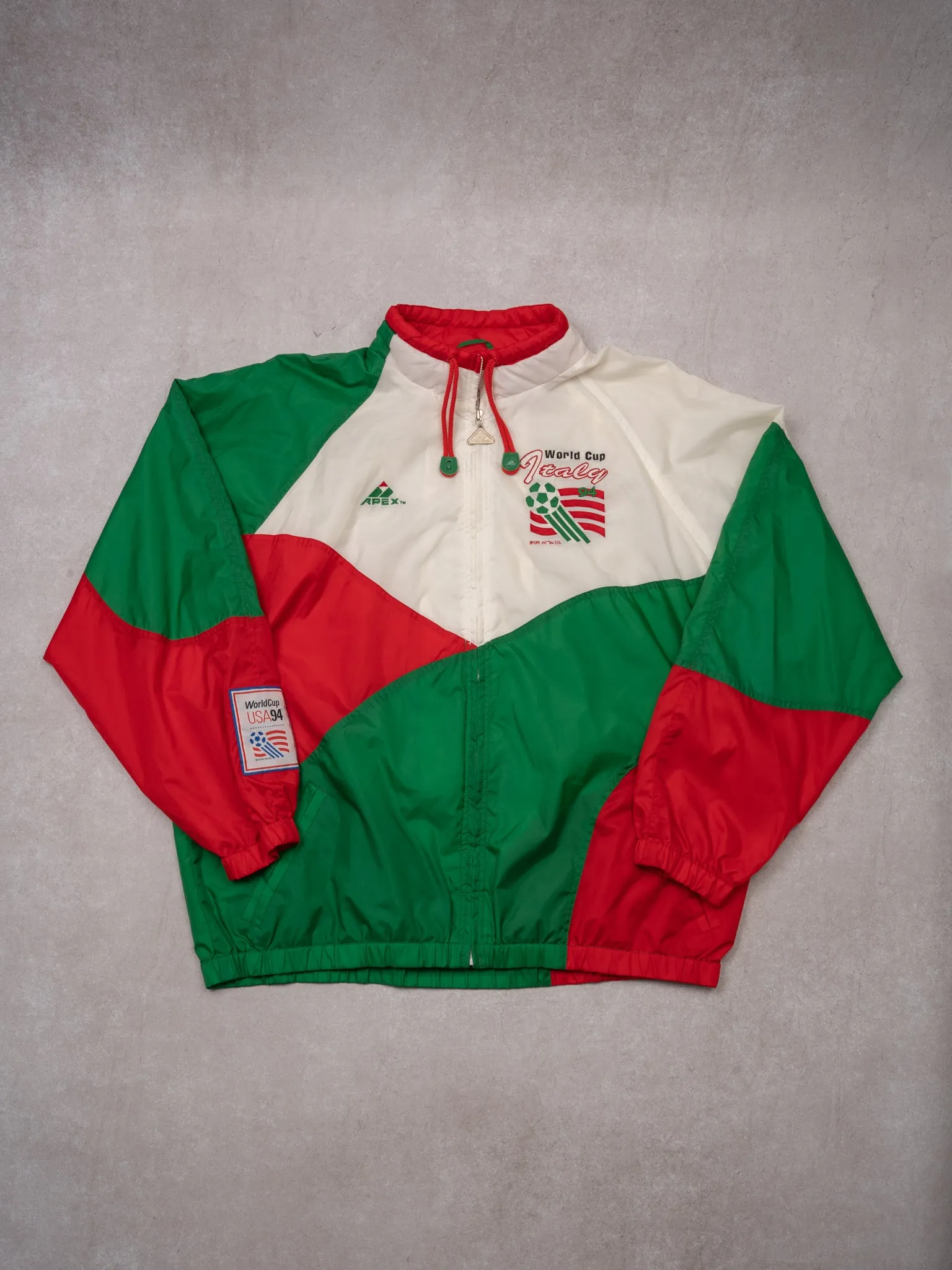 Vintage '94 White + Green + Red World Cup Italy Windbreaker (XL/XXL) sold by Rebalance Vintage