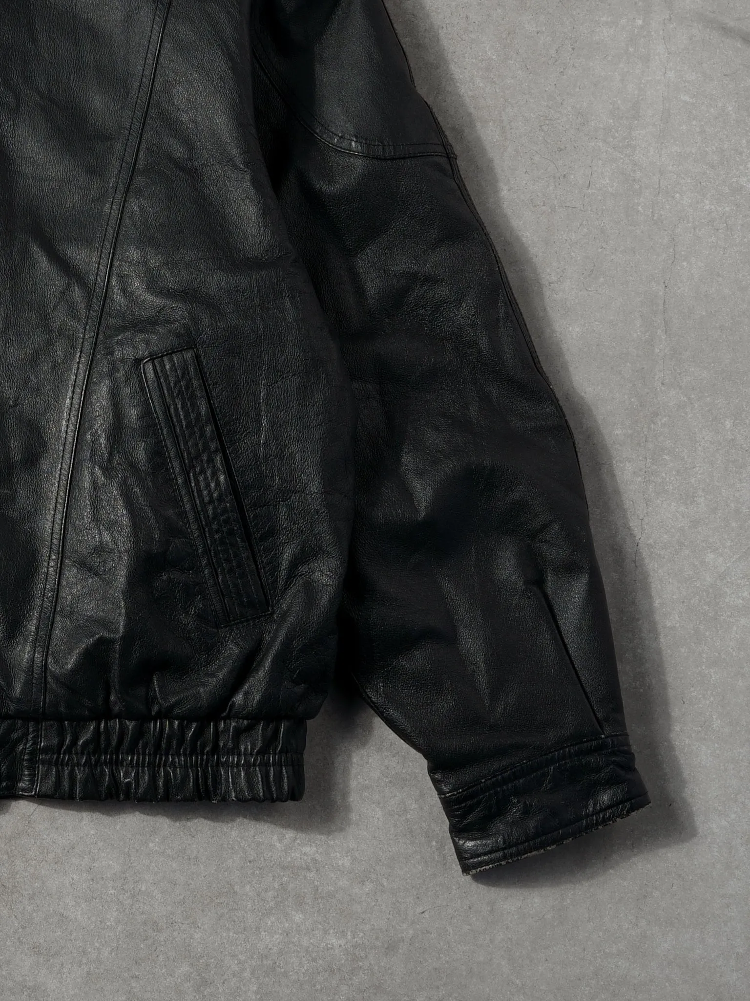 Vintage 90s Black Misty Harbor Collared Leather Jacket (L) sold by Rebalance Vintage product image thumbnail 3