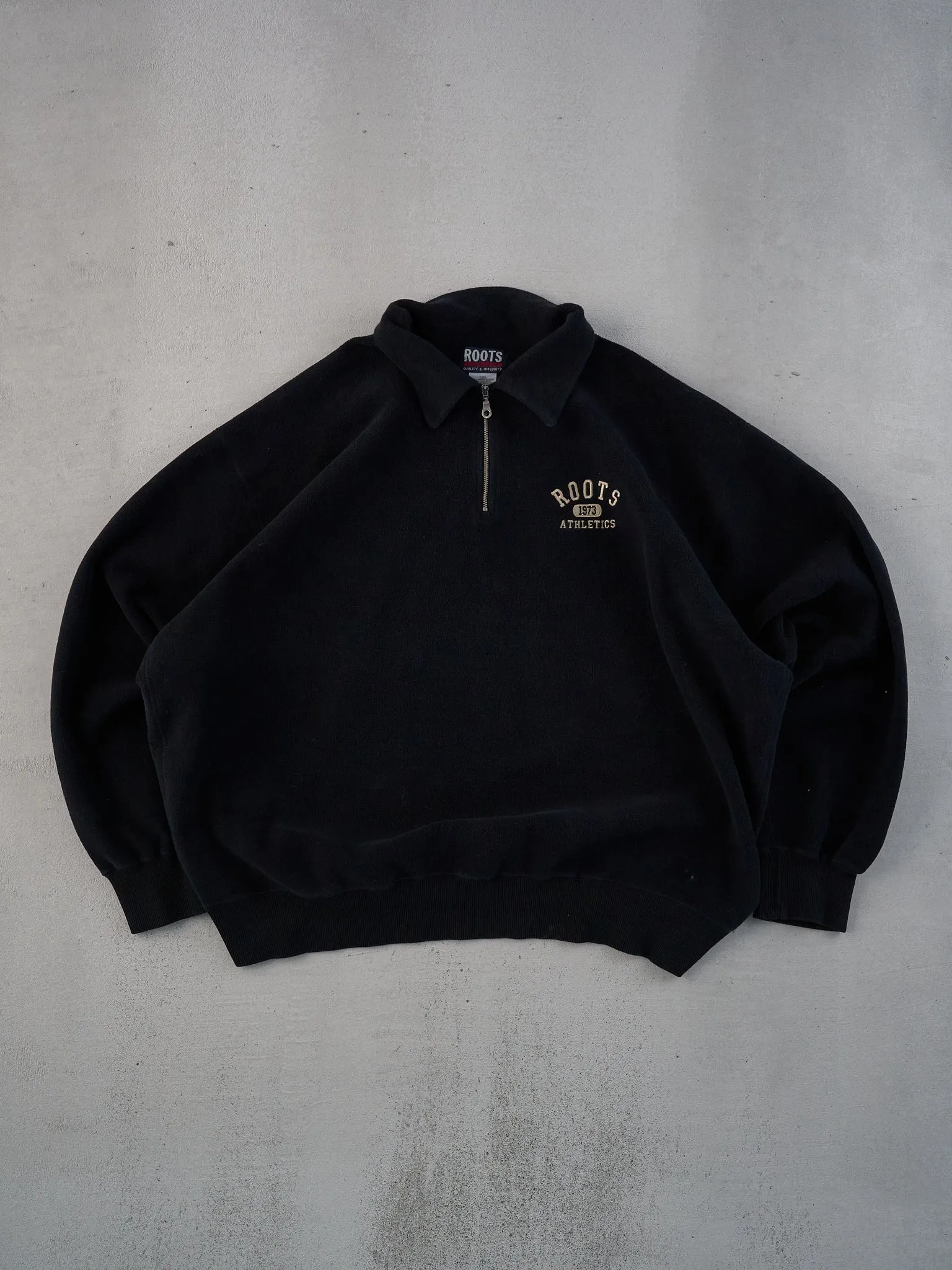 Vintage 90s Black Roots Athletics Collared 1/4 Zip Crewneck (XXL) sold by Rebalance Vintage