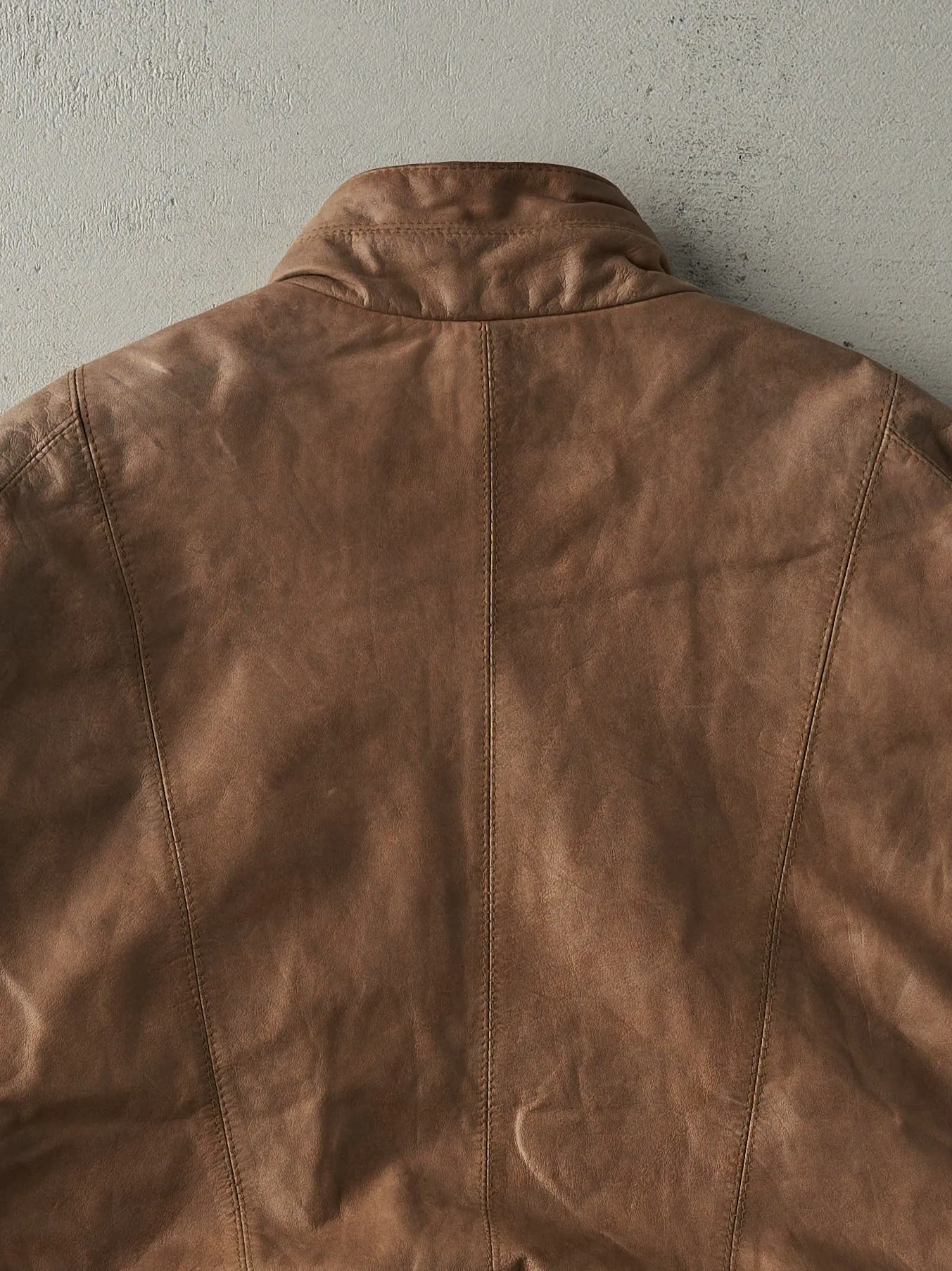 Vintage 80s Brown Georgetown Leather Design Soft Leather Bomber Jacket (L) sold by Rebalance Vintage product image thumbnail 5