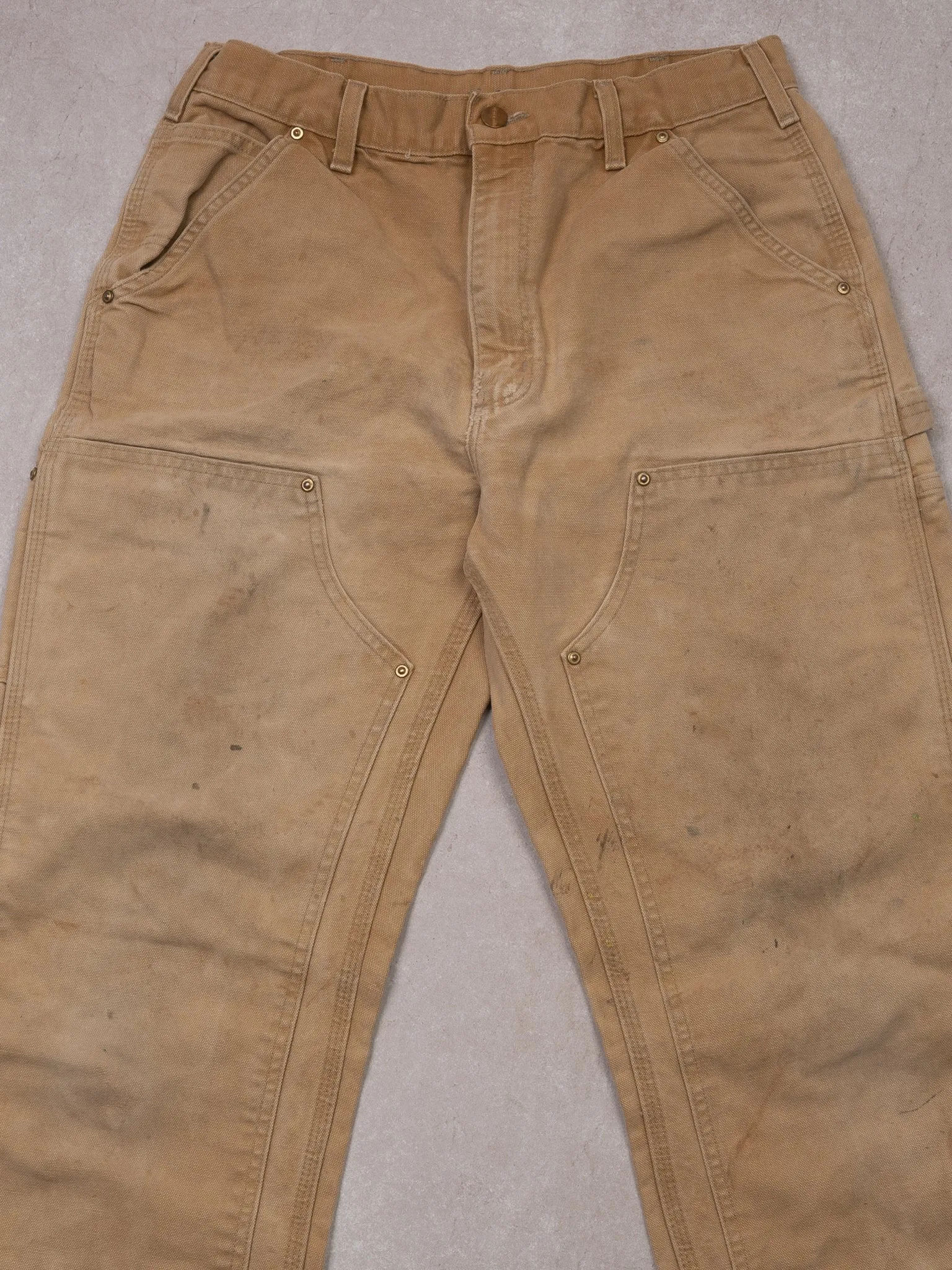 Vintage Light Washed Beige Carhartt Double Knee Dungaree Cargo Pants (30 x 32) sold by Rebalance Vintage product image thumbnail 2