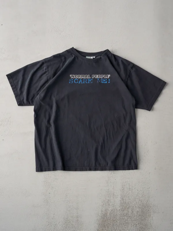 Vintage 90s Black Randy River "Normal People Scare Me" Tee (L) sold by Rebalance Vintage