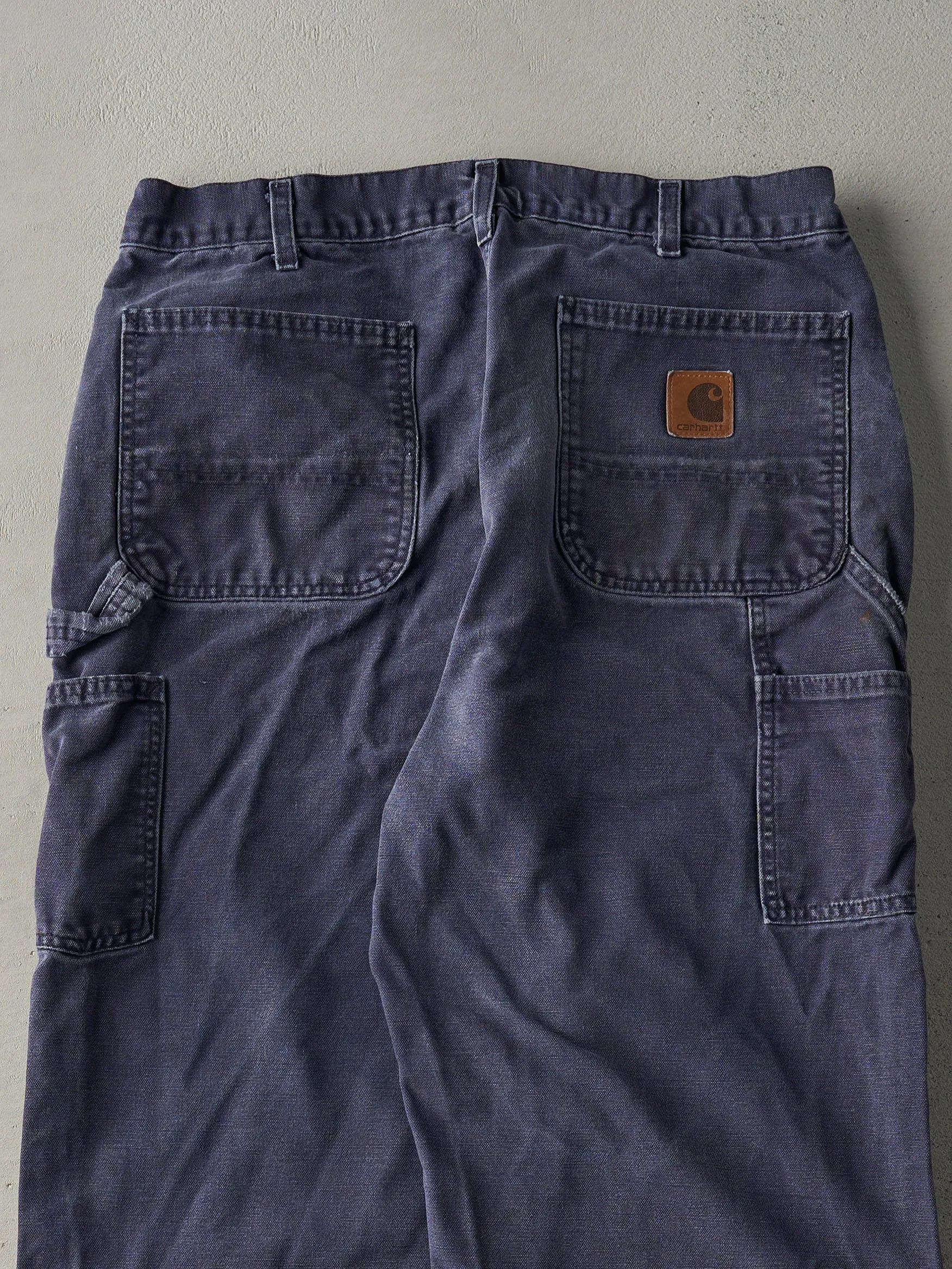 Vintage Y2K Washed Navy Dungaree Fit Carhartt Carpenter Pants (33x33.5) sold by Rebalance Vintage product image thumbnail 4