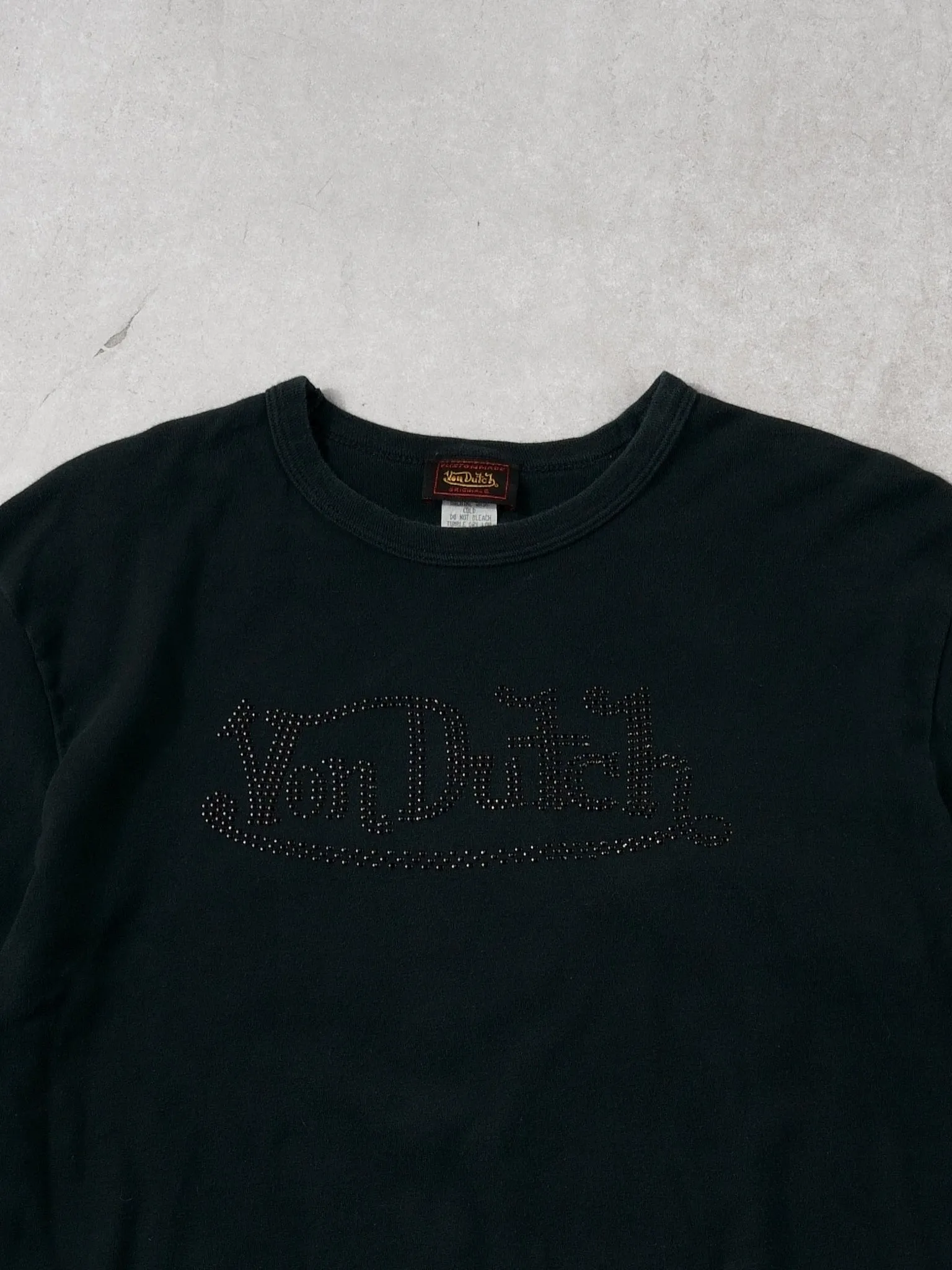 Vintage 90s Black Von Dutch Rhinestone Tee (M) sold by Rebalance Vintage product image thumbnail 2