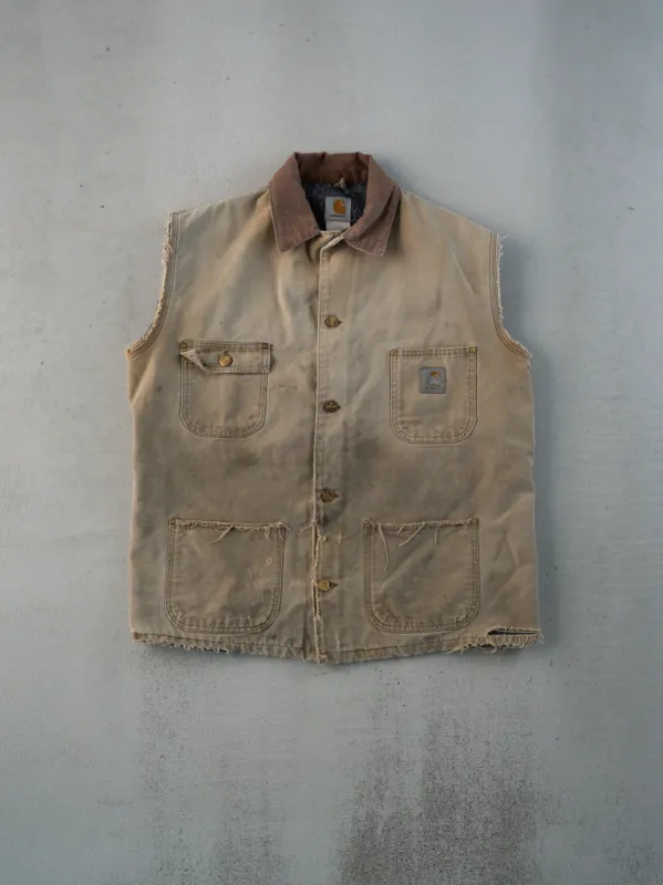 Vintage 90s Rugged Beige + Brown Carhartt Blanket Lined Chore Vest (M) sold by Rebalance Vintage