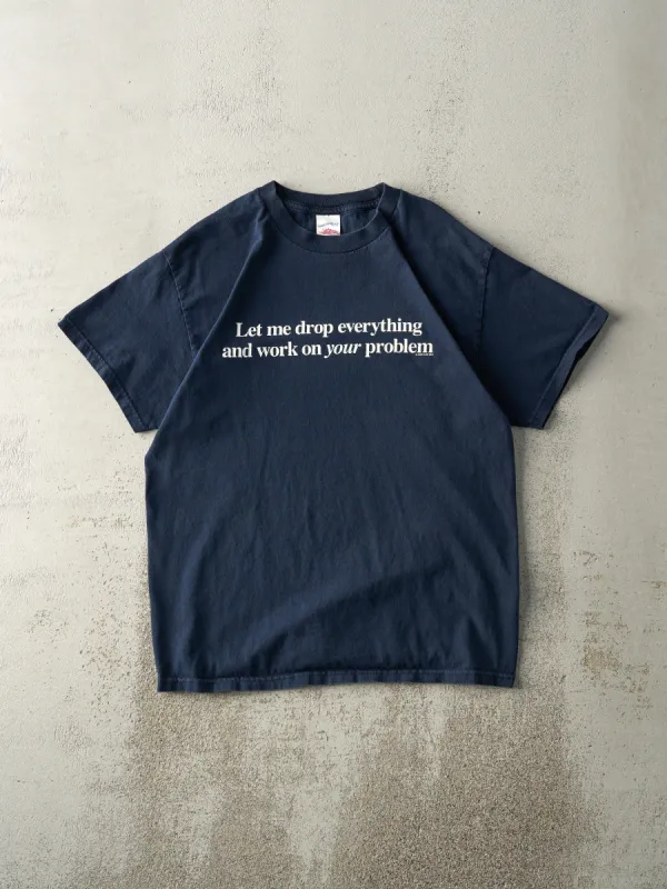 Vintage Y2K Navy Blue "Let Me Drop Everything" Tee (M) sold by Rebalance Vintage
