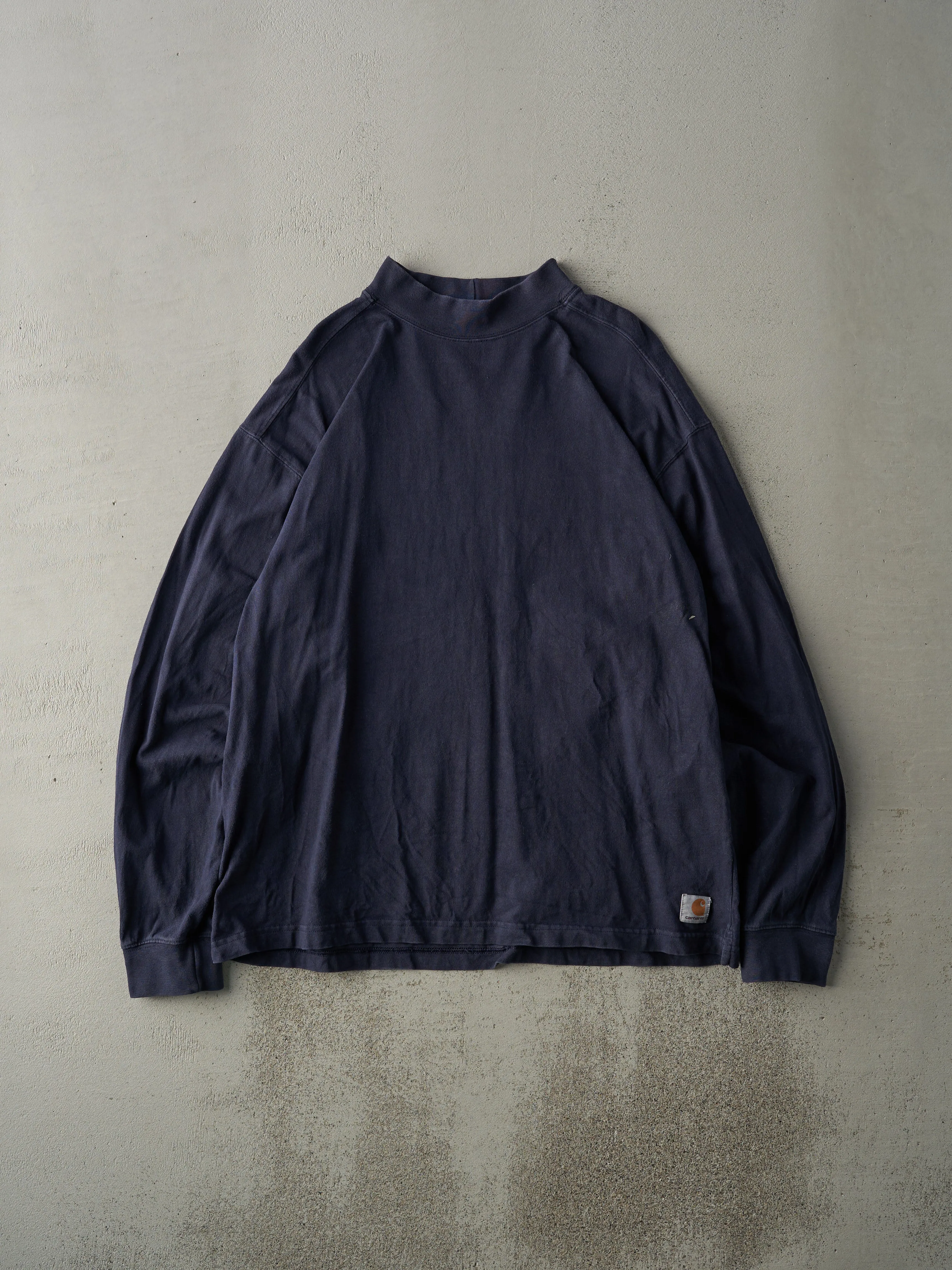 Vintage Y2K Navy Blue Mock Neck Carhartt Long Sleeve (L) sold by Rebalance Vintage