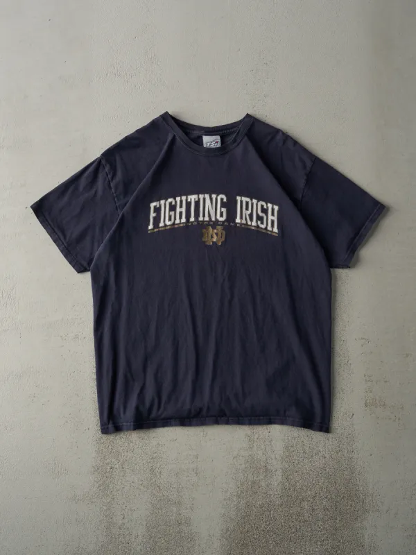 Vintage 90s Navy Blue Notre Dame Fighting Irish Tee (M) made by Rebalance Vintage