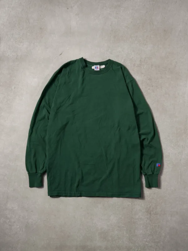Vintage 90s Pine Green Russell Athletics Blank Longsleeve (M) sold by Rebalance Vintage