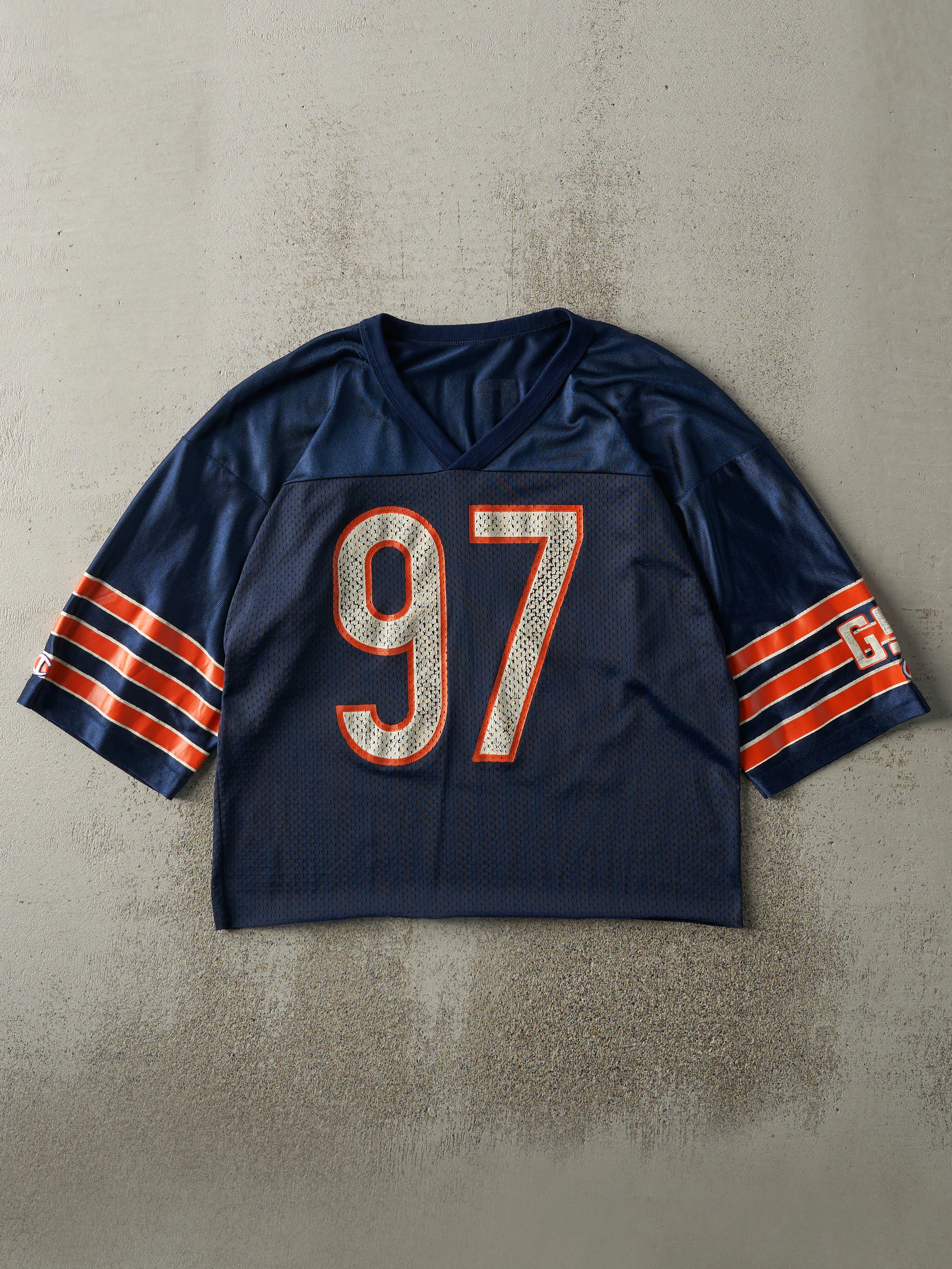 Vintage 90s Navy Blue Chicago Bears #97 Chris Zorich Cropped Jersey (M) sold by Rebalance Vintage