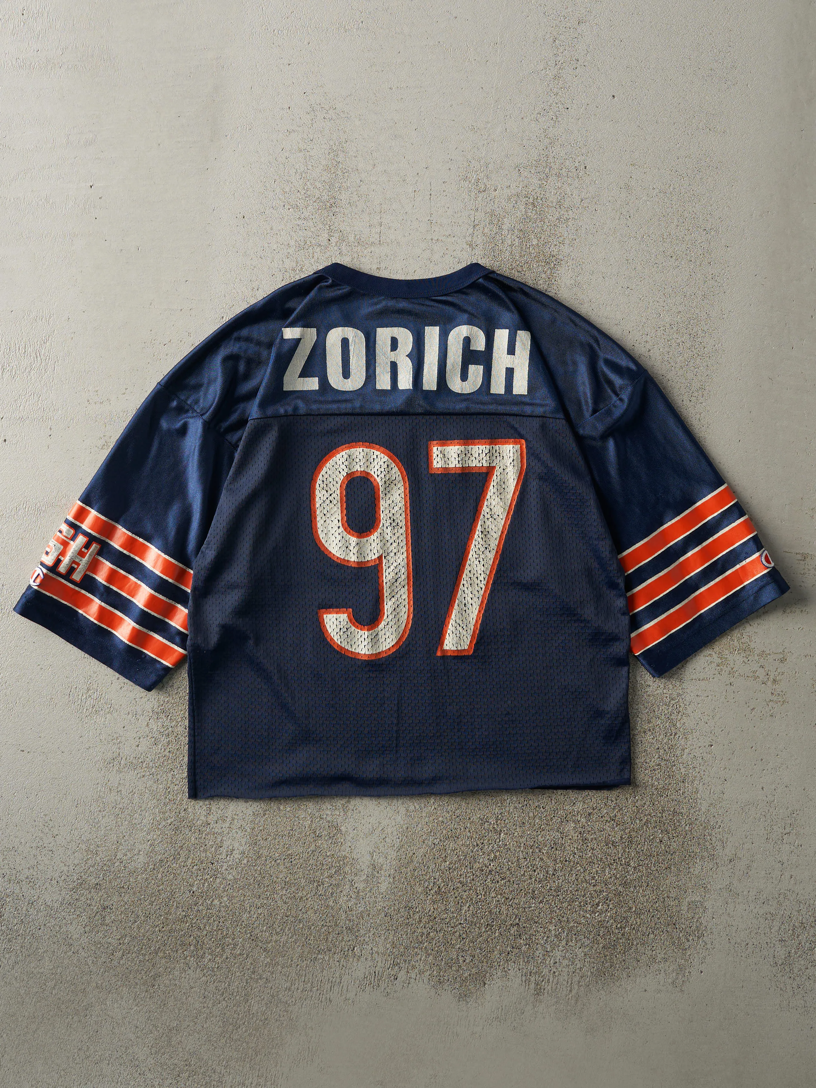 Vintage 90s Navy Blue Chicago Bears #97 Chris Zorich Cropped Jersey (M) sold by Rebalance Vintage product image thumbnail 3