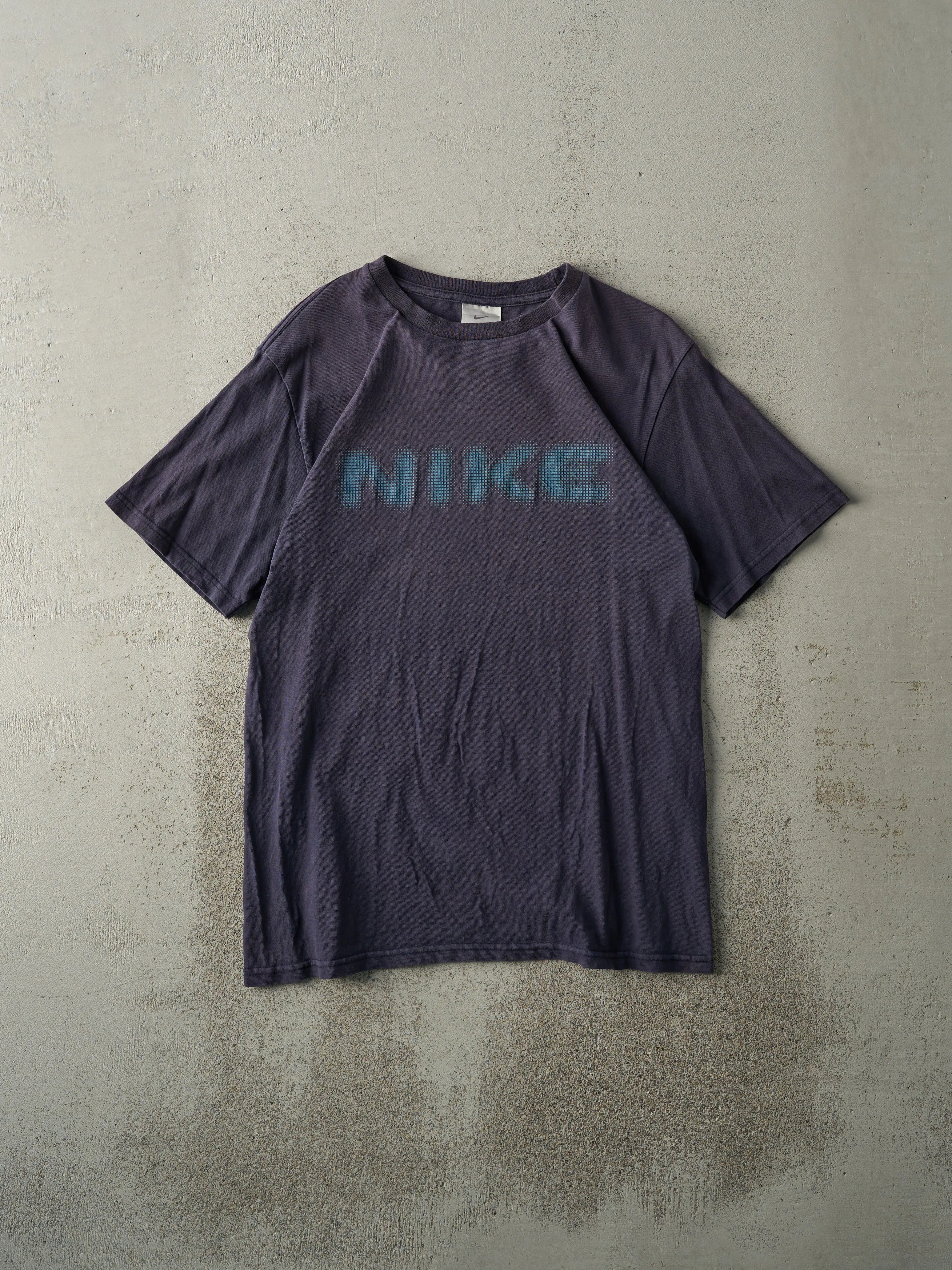 Vintage Y2K Navy Blue Nike Logo Tee (S) sold by Rebalance Vintage