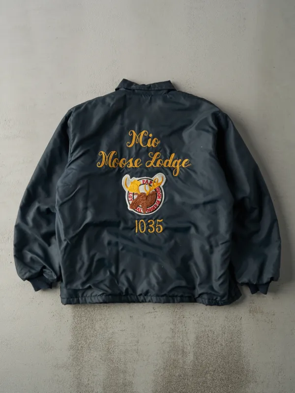 Vintage 80s Navy Mio Moose Lodge Chain Stitched Jacket (L) sold by Rebalance Vintage