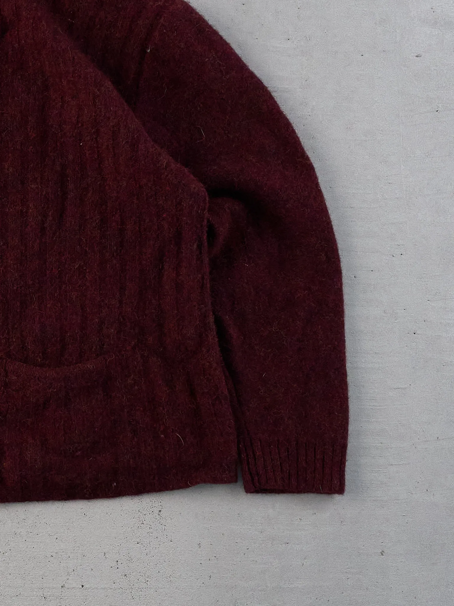 Vintage 80s Maroon Field Gear Knit Boxy Cardigan (M) sold by Rebalance Vintage product image thumbnail 3