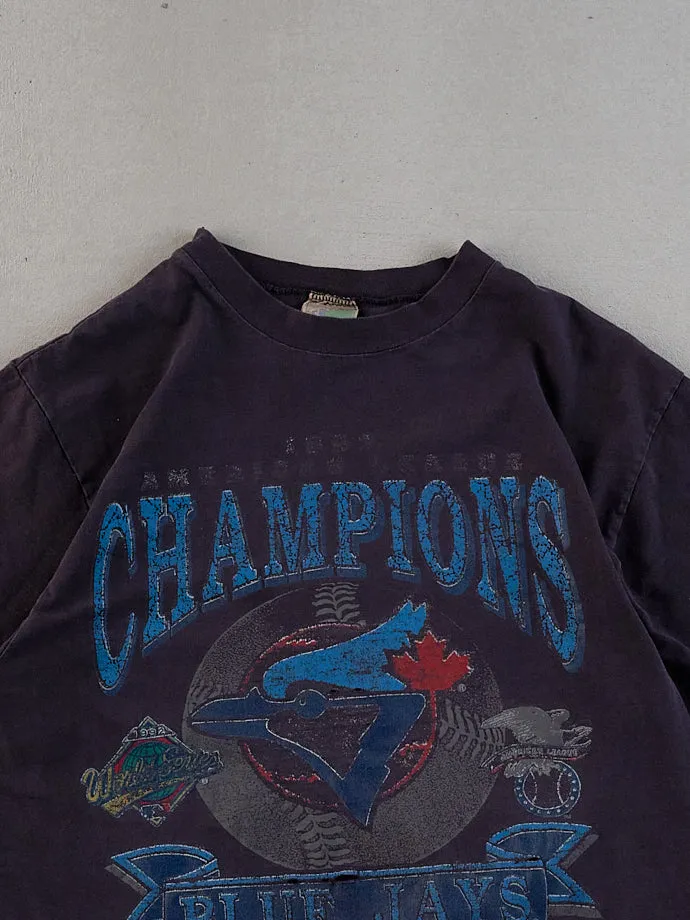 Vintage 92' Washed Black Single Stitched Toronto Blue Jays Champions Graphic Tee (S/M) sold by Rebalance Vintage product image thumbnail 2