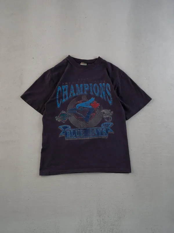 Vintage 92' Washed Black Single Stitched Toronto Blue Jays Champions Graphic Tee (S/M) sold by Rebalance Vintage