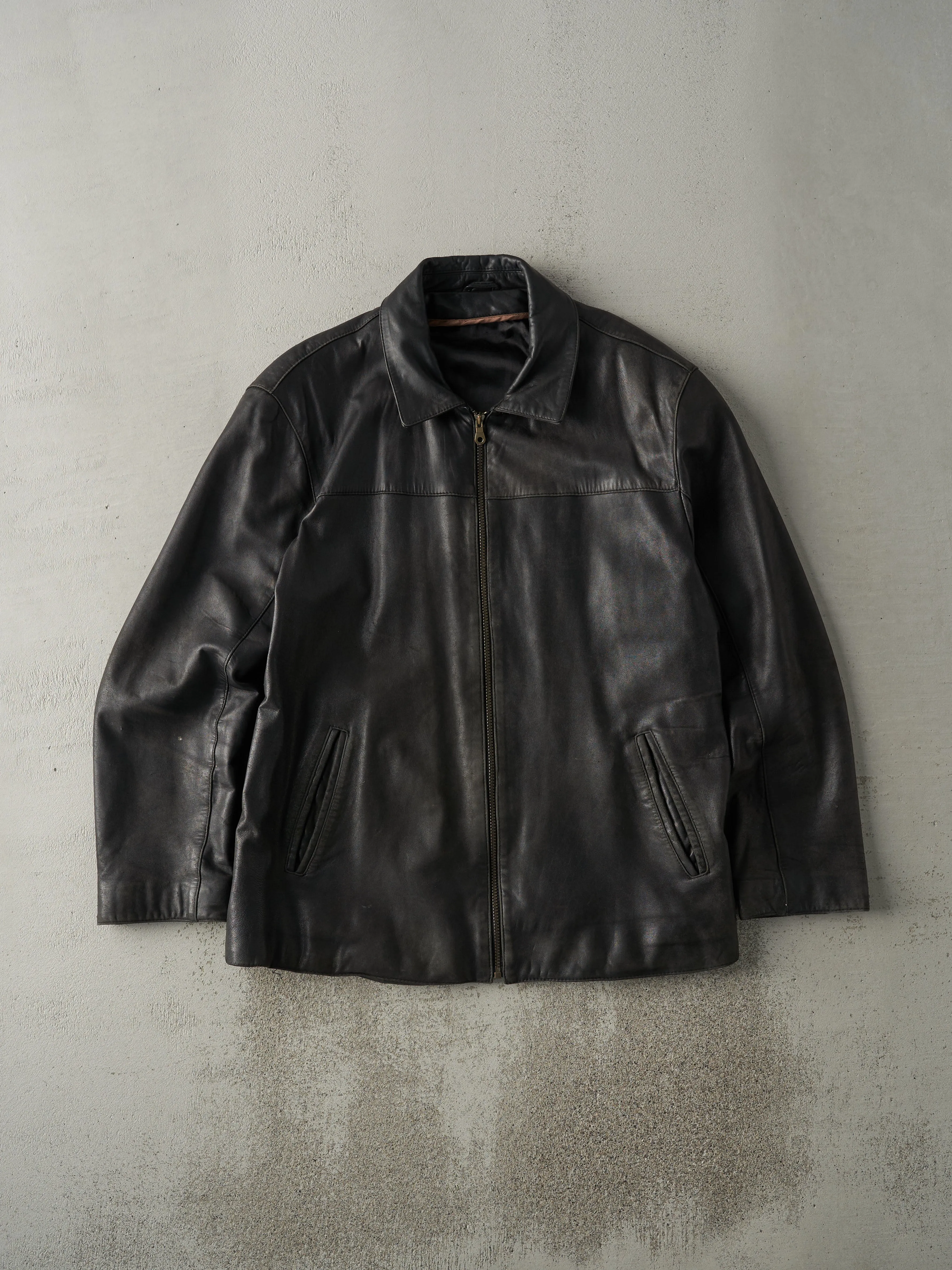 Vintage 90s Black Leather Jacket (M/L) sold by Rebalance Vintage