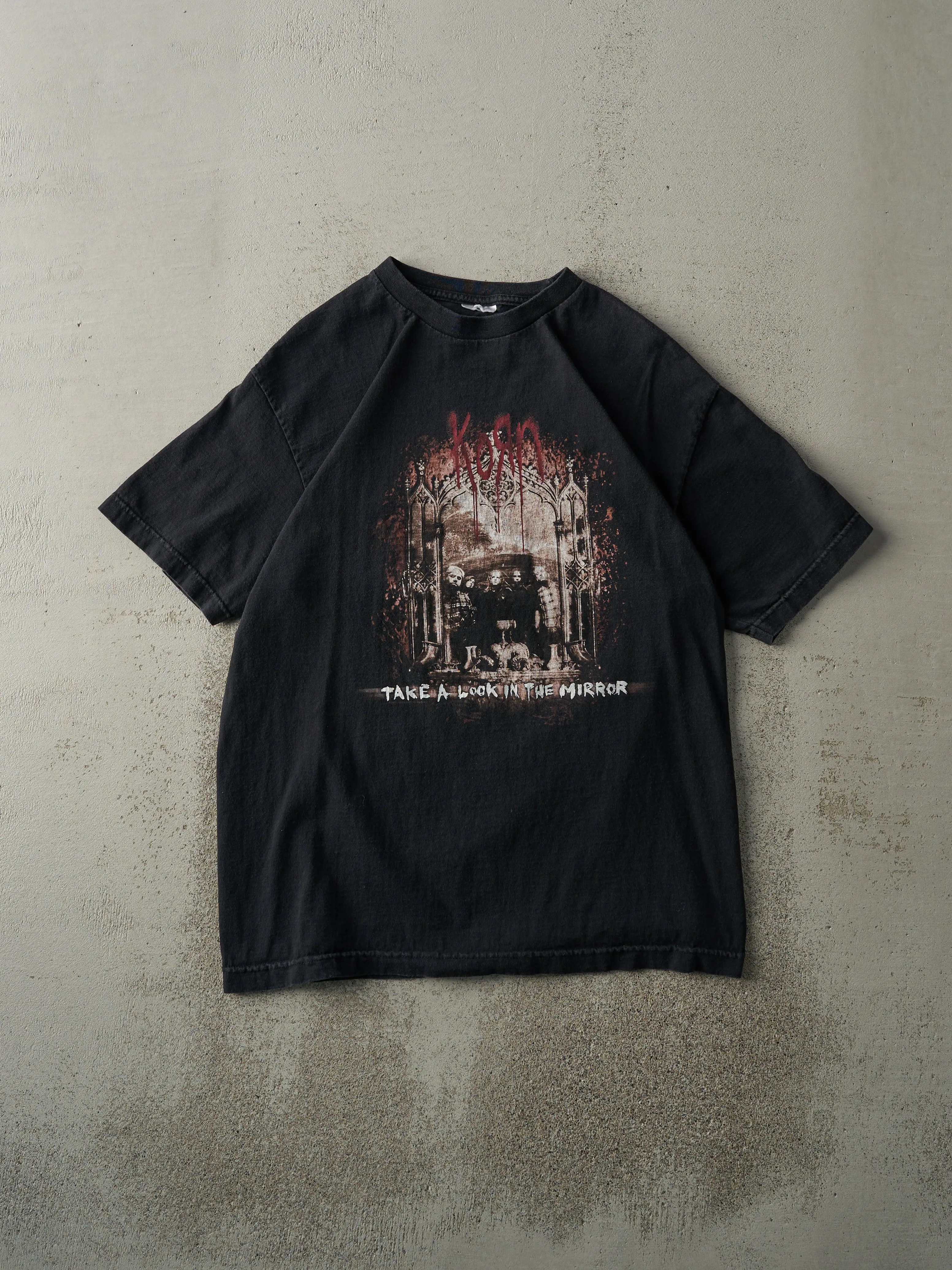 Vintage Y2K Black Korn "Take A Look In The Mirror" Band Tee (S) sold by Rebalance Vintage