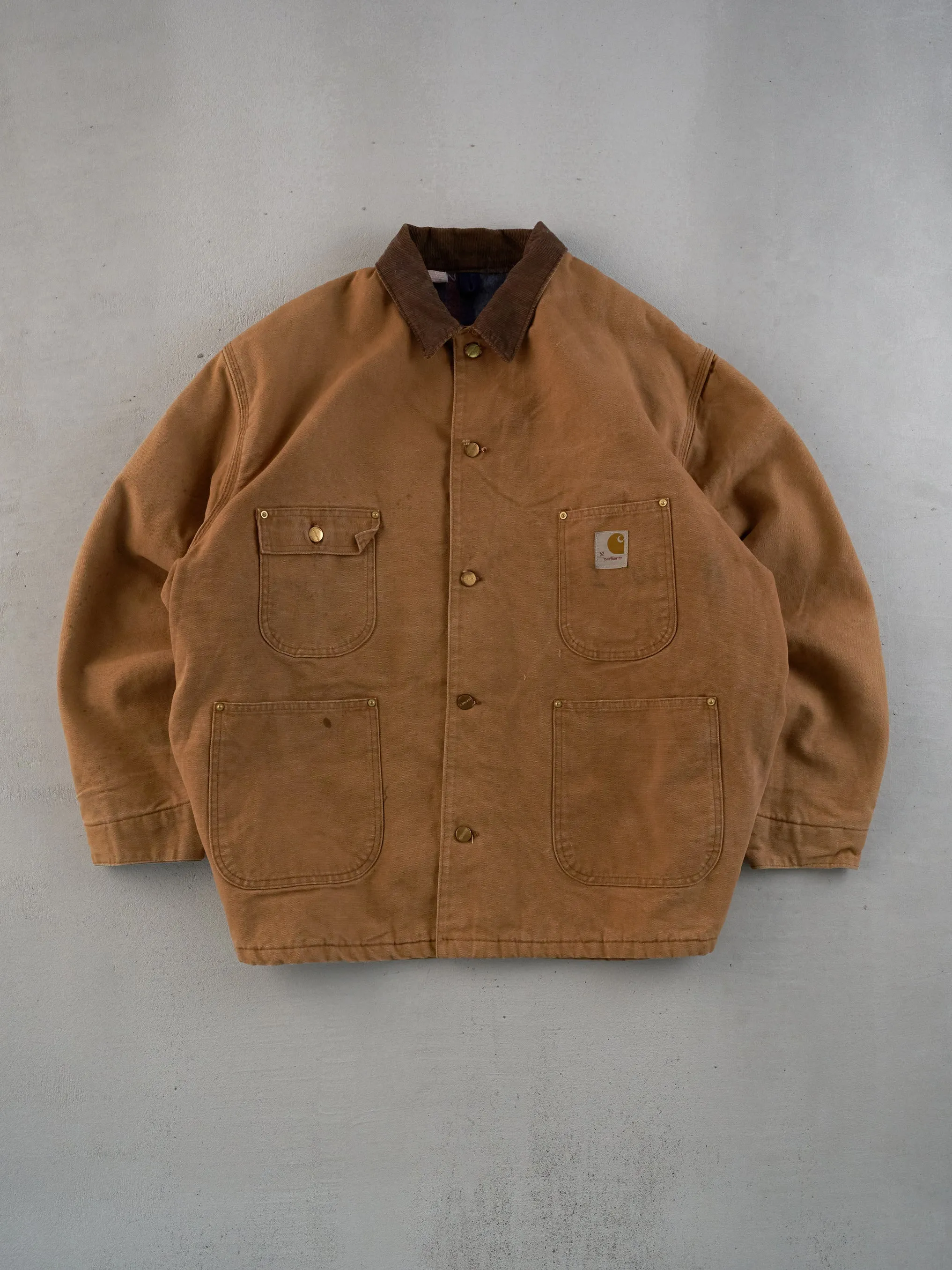 Vintage 90s Khaki Carhartt Workwear Collared Jacket (XXL) sold by Rebalance Vintage