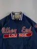 Vintage 70s Navy Blue Other End Lounge Satin Bomber Jacket (L/XL) sold by Rebalance Vintage