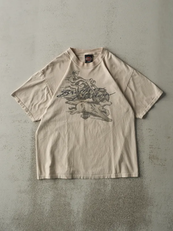 Vintage 01' Beige Joliet Illinois Harley Davidson Tee (M) sold by Rebalance Vintage